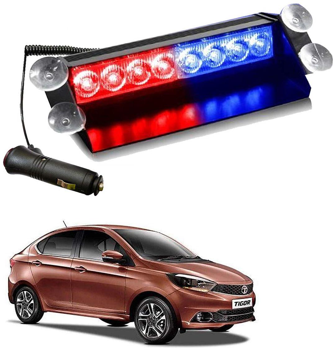 

Cartronics 8 LED Red Blue Police Flasher Light for Tata Tigor