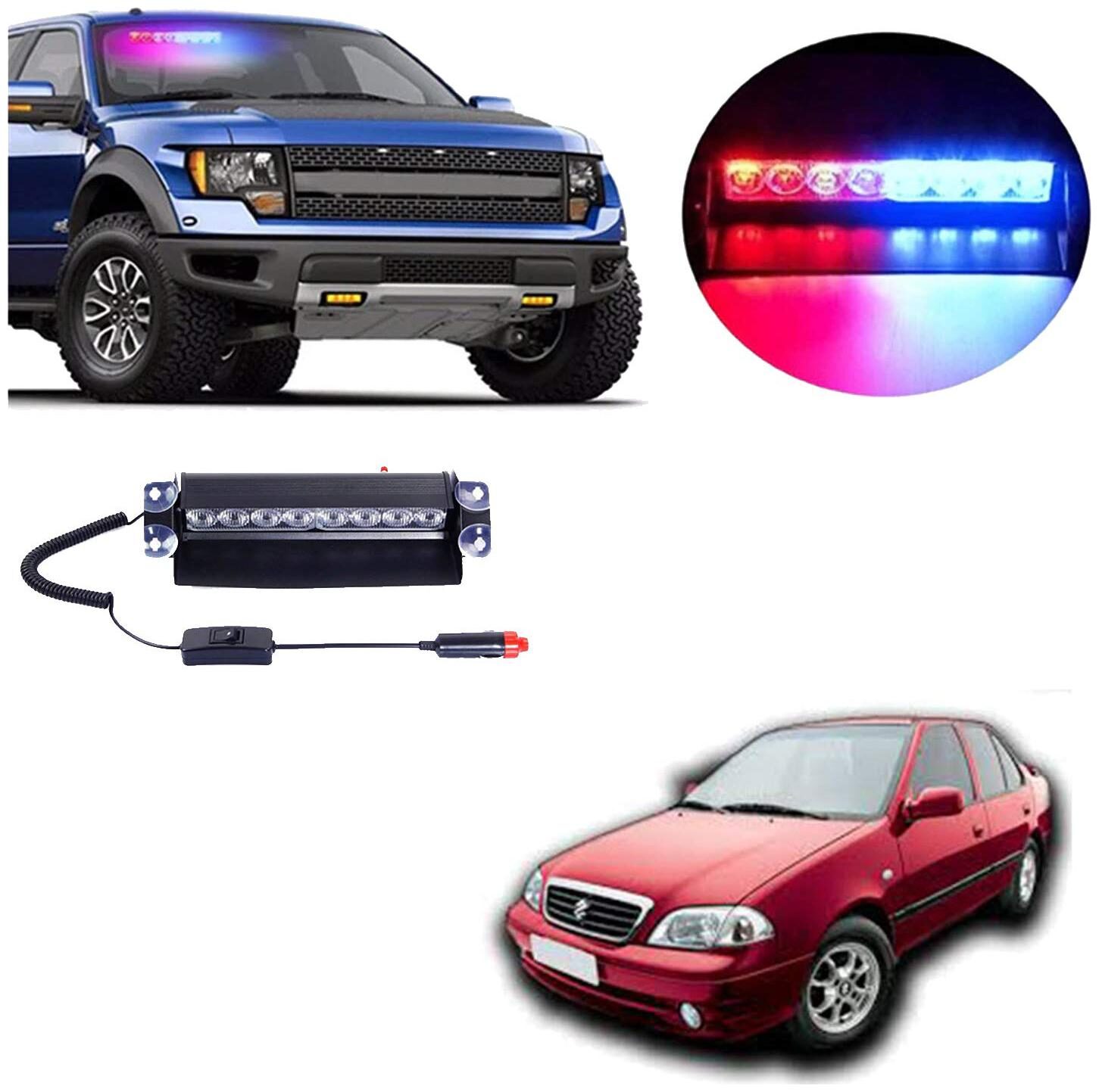 

Cartronics 8 LED Red Blue Police Flasher Light for Maruti Esteem