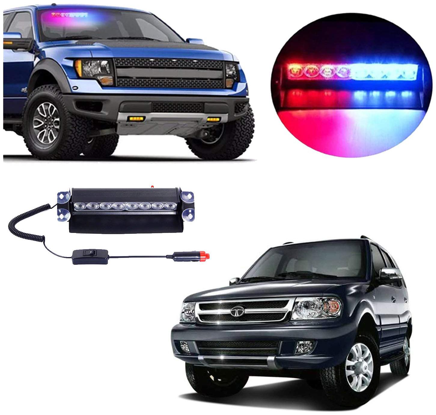 

Cartronics 8 LED Red Blue Police Flasher Light for Tata Safari Dicor
