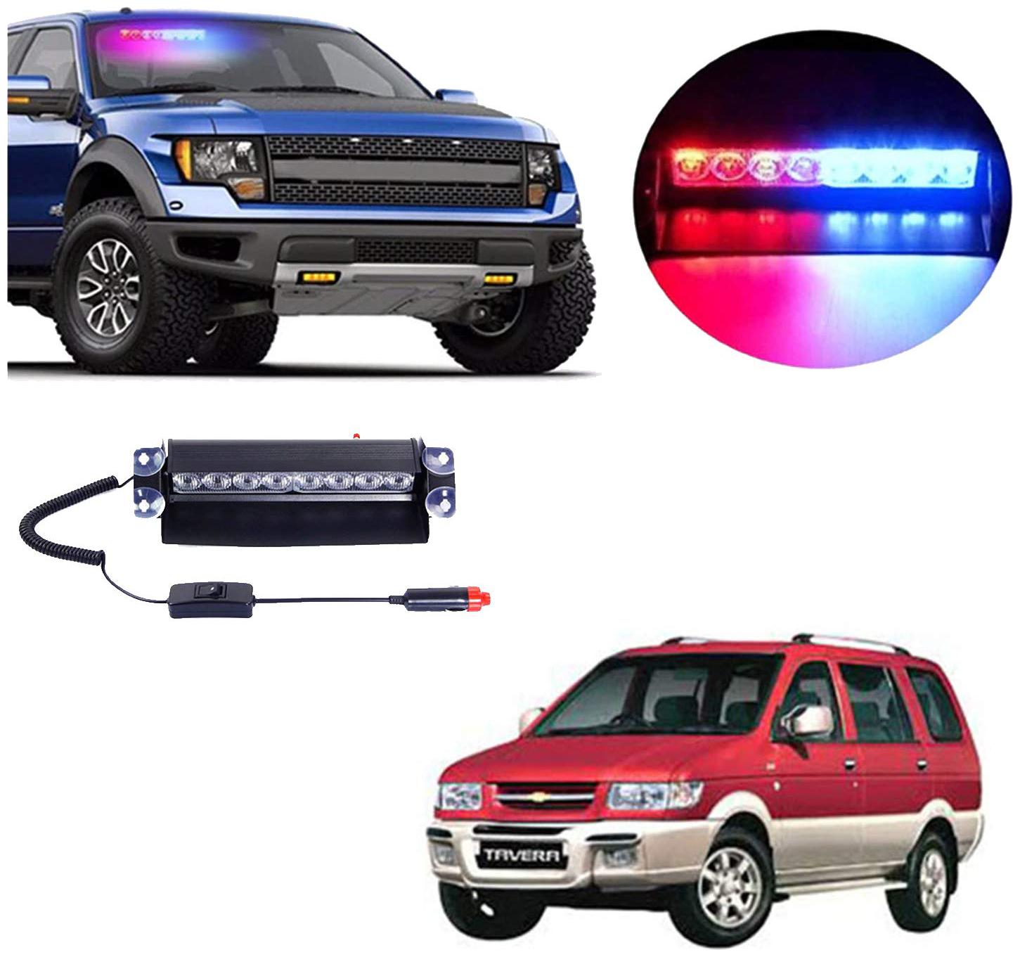 

Cartronics 8 LED Red Blue Police Flasher Light for Chevrolet Tavera