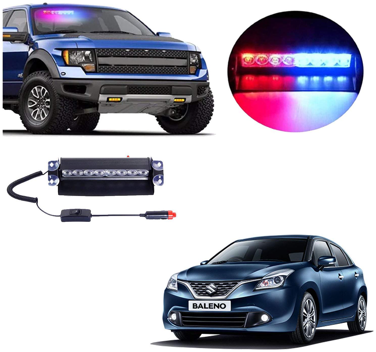 

Cartronics 8 LED Red Blue Police Flasher Light for Maruti Suzuki Baleno