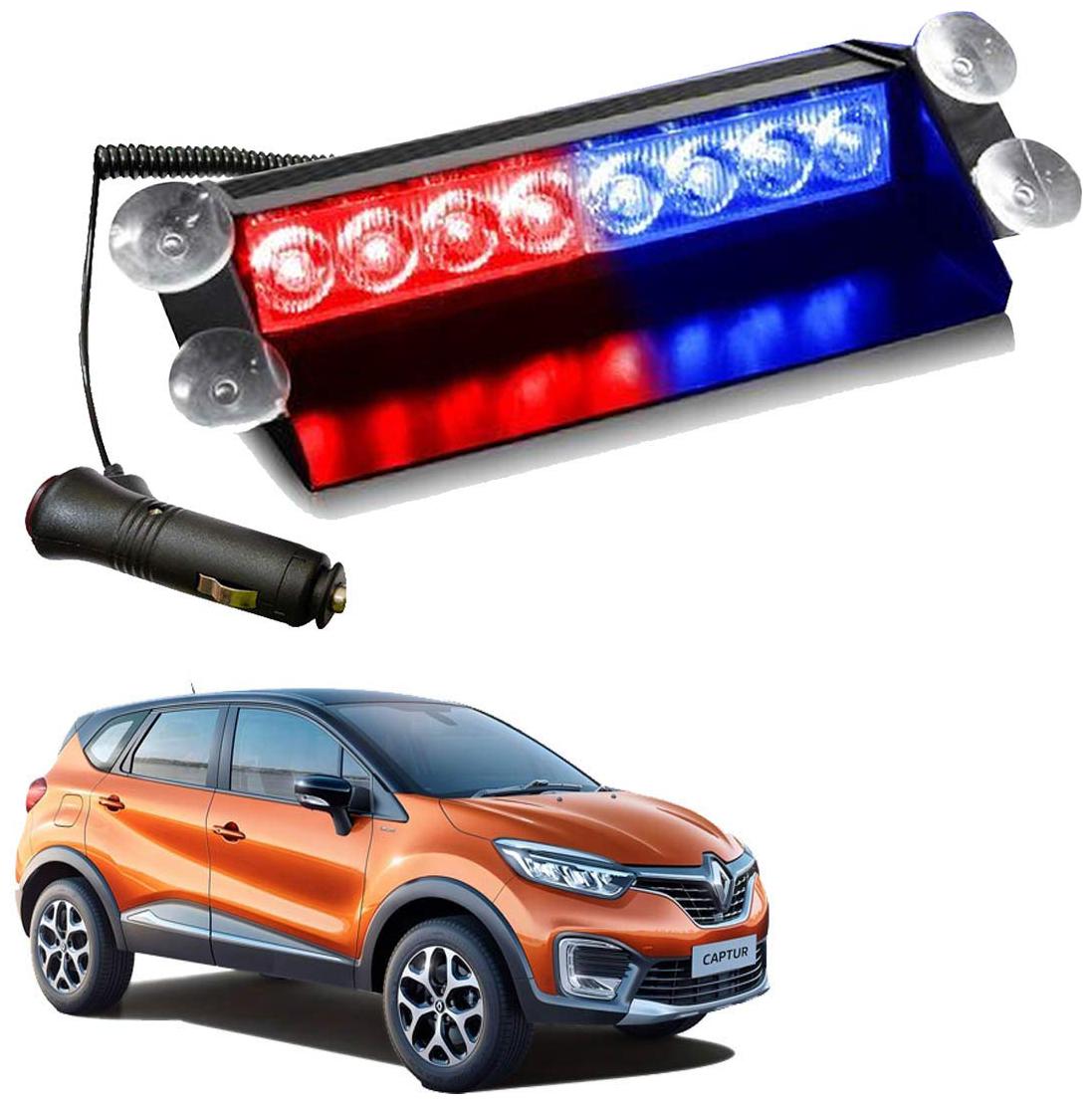 

Cartronics 8 LED Red Blue Police Flasher Light for Renault Captur (12V)