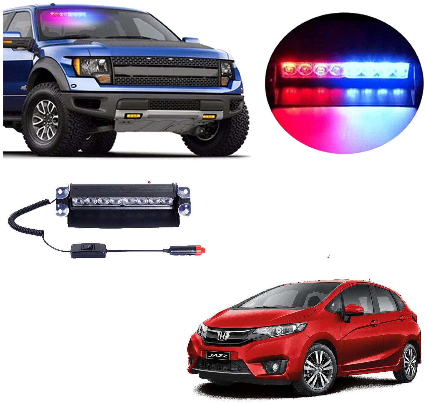

Cartronics 8 LED Red Blue Police Flasher Light for Honda Jazz