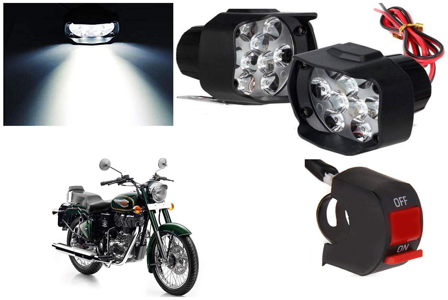 

Cartronics 9 Led Silon Fog Light White With On Off Swich For Royal Enfield Bullet 500