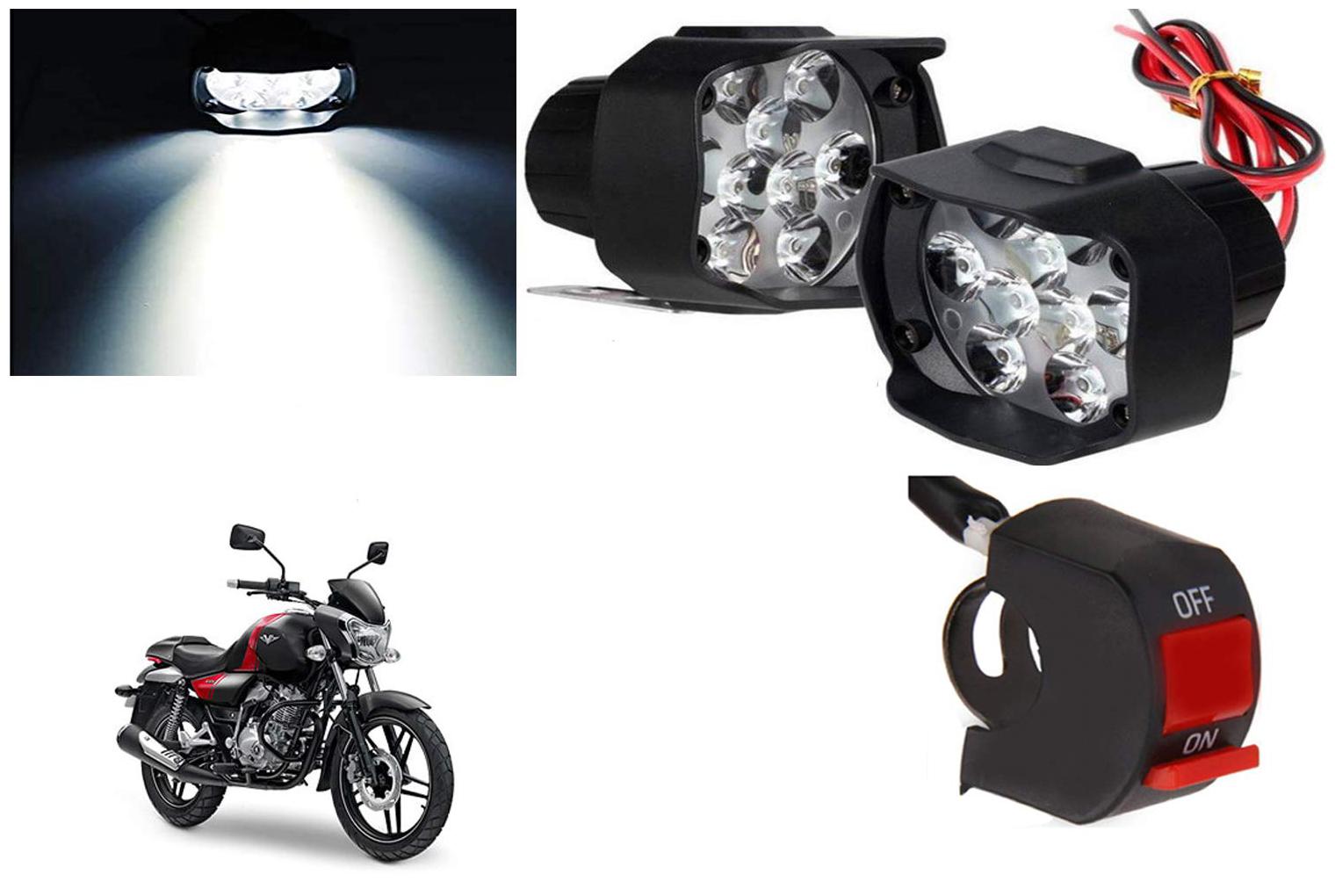 

Cartronics 9 Led Silon Fog Light White With On Off Swich For Bajaj V15