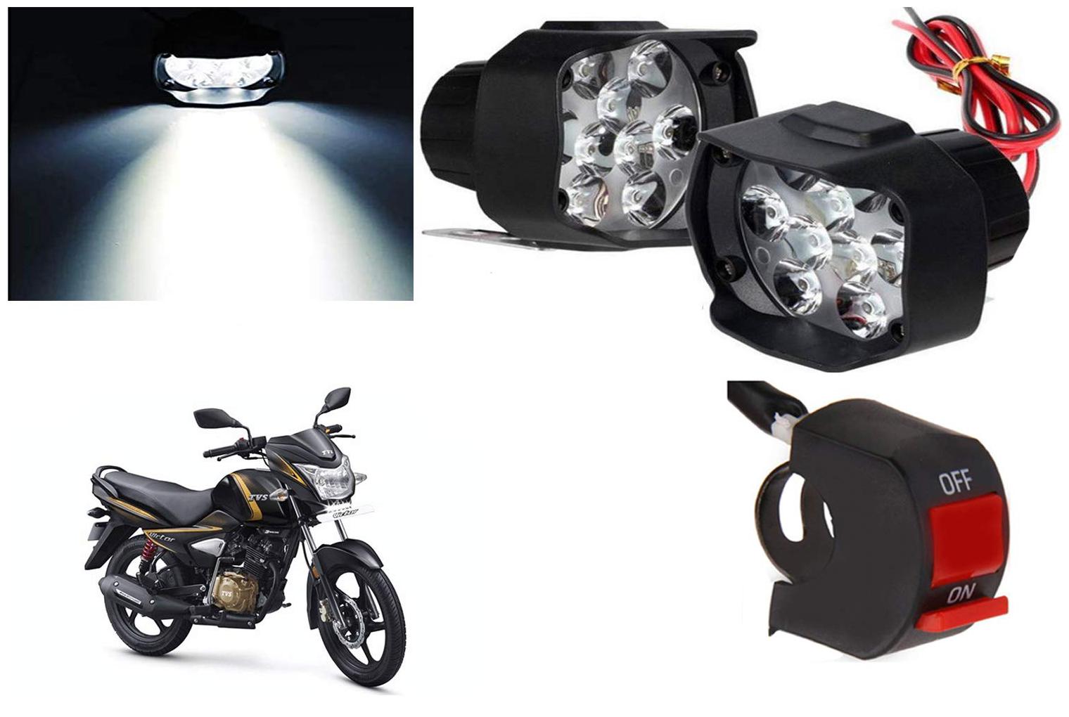

Cartronics 9 Led Silon Fog Light White With On Off Swich For TVS Victor