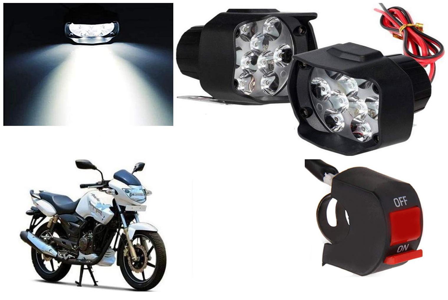 

Cartronics 9 Led Silon Fog Light White With On Off Swich For TVS Apache RTR 180