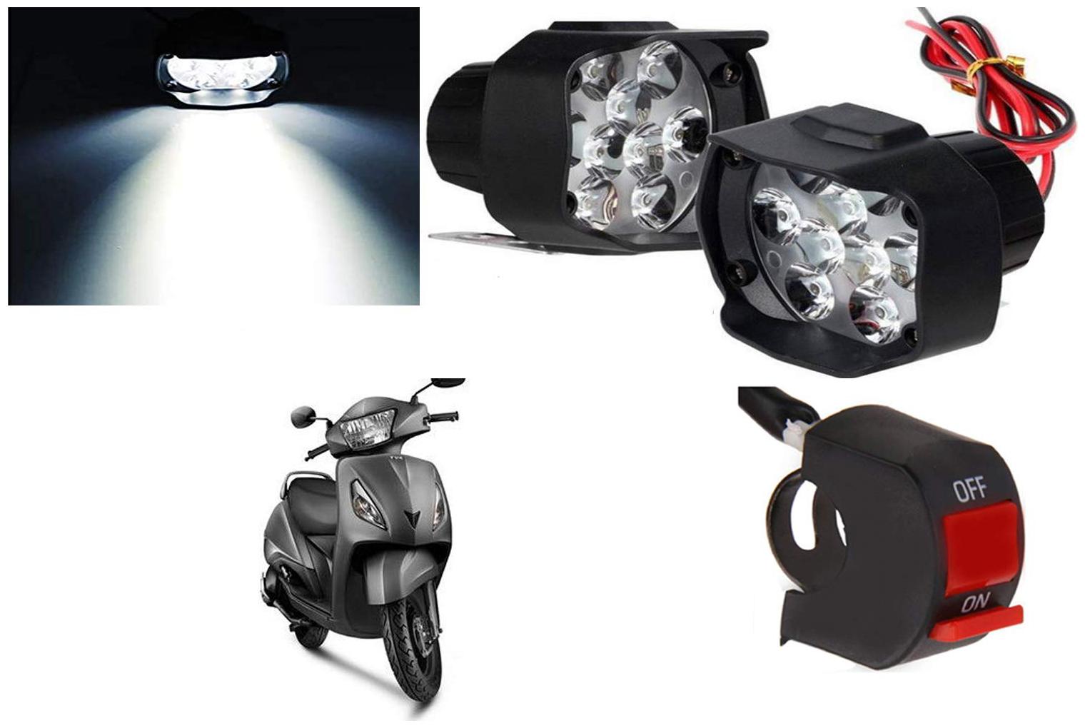 

Cartronics 9 Led Silon Fog Light White With On Off Swich For TVS Jupiter