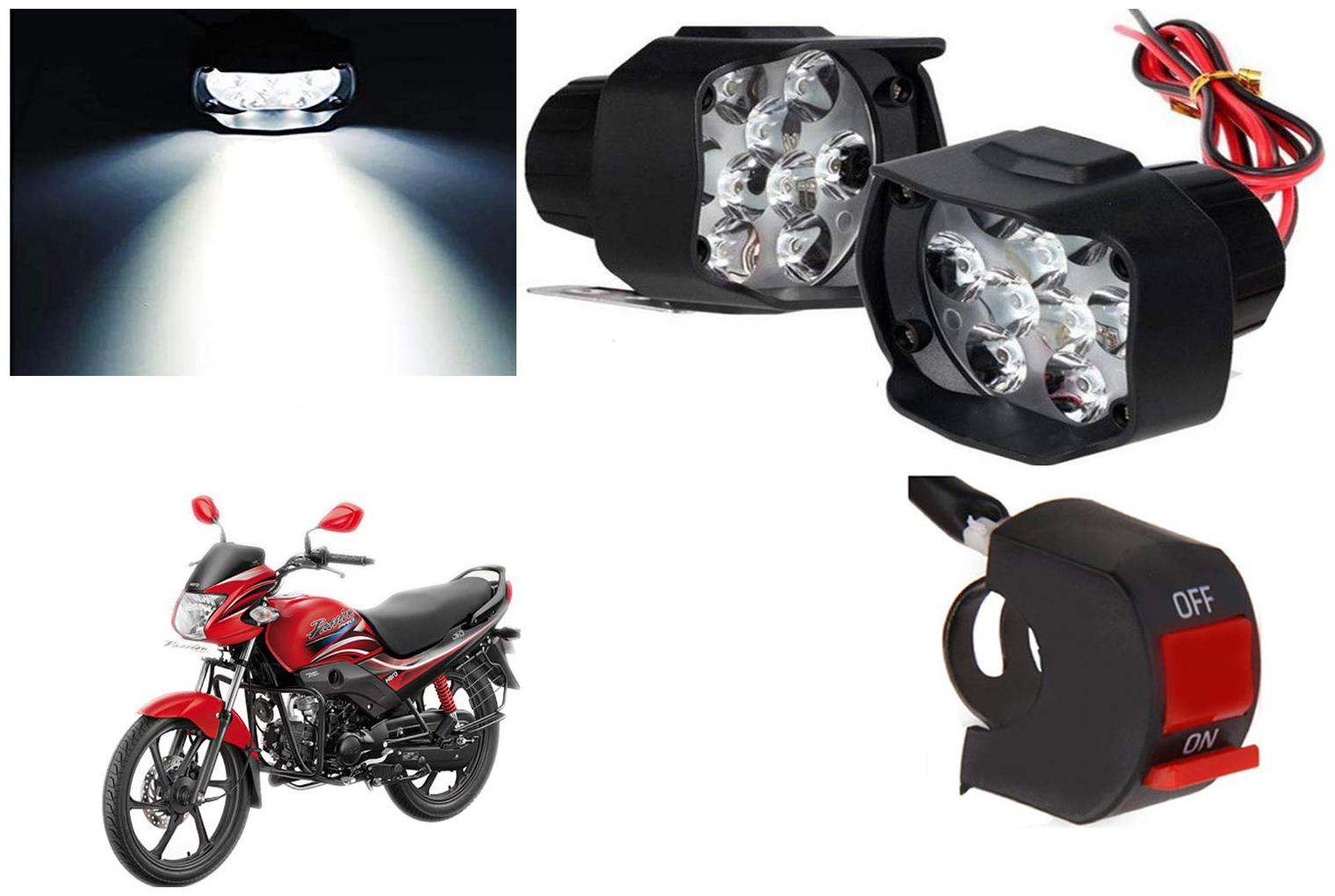 

Cartronics 9 Led Silon Fog Light White With On Off Swich For Hero Passion Pro