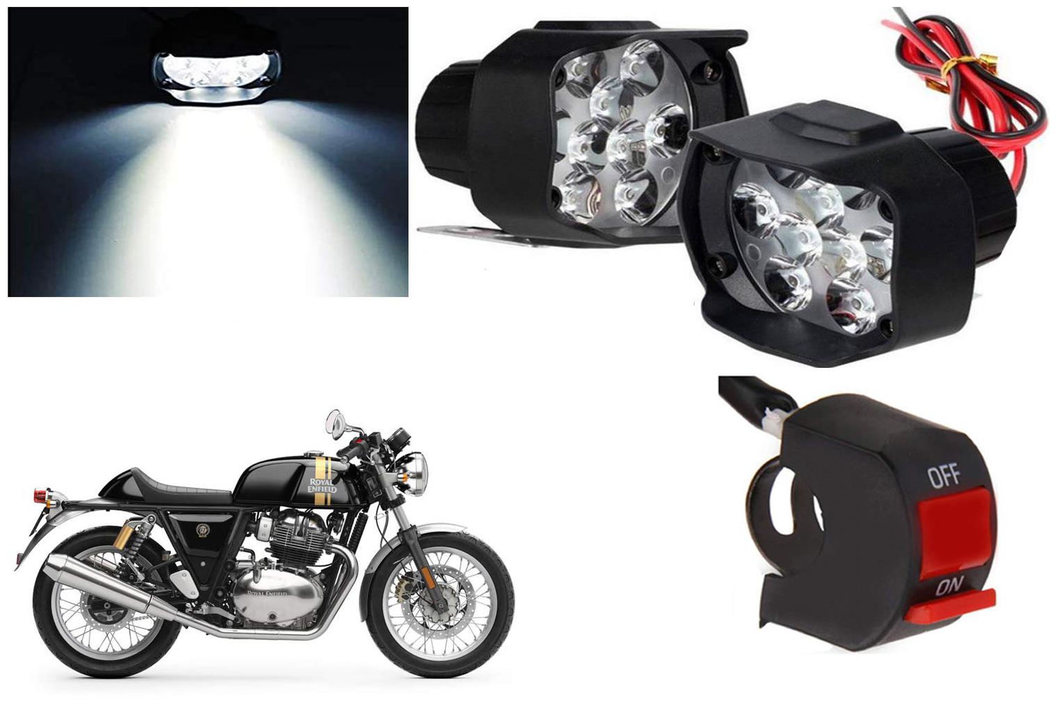 

Cartronics 9 Led Silon Fog Light White With On Off Swich For Royal Enfield Continental STD