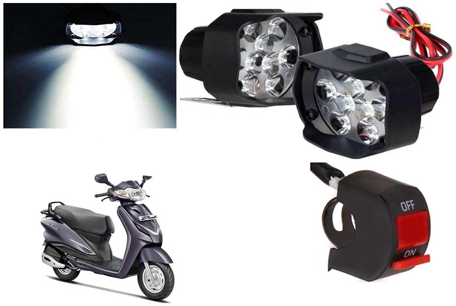 

Cartronics 9 Led Silon Fog Light White With On Off Swich For Hero Duet