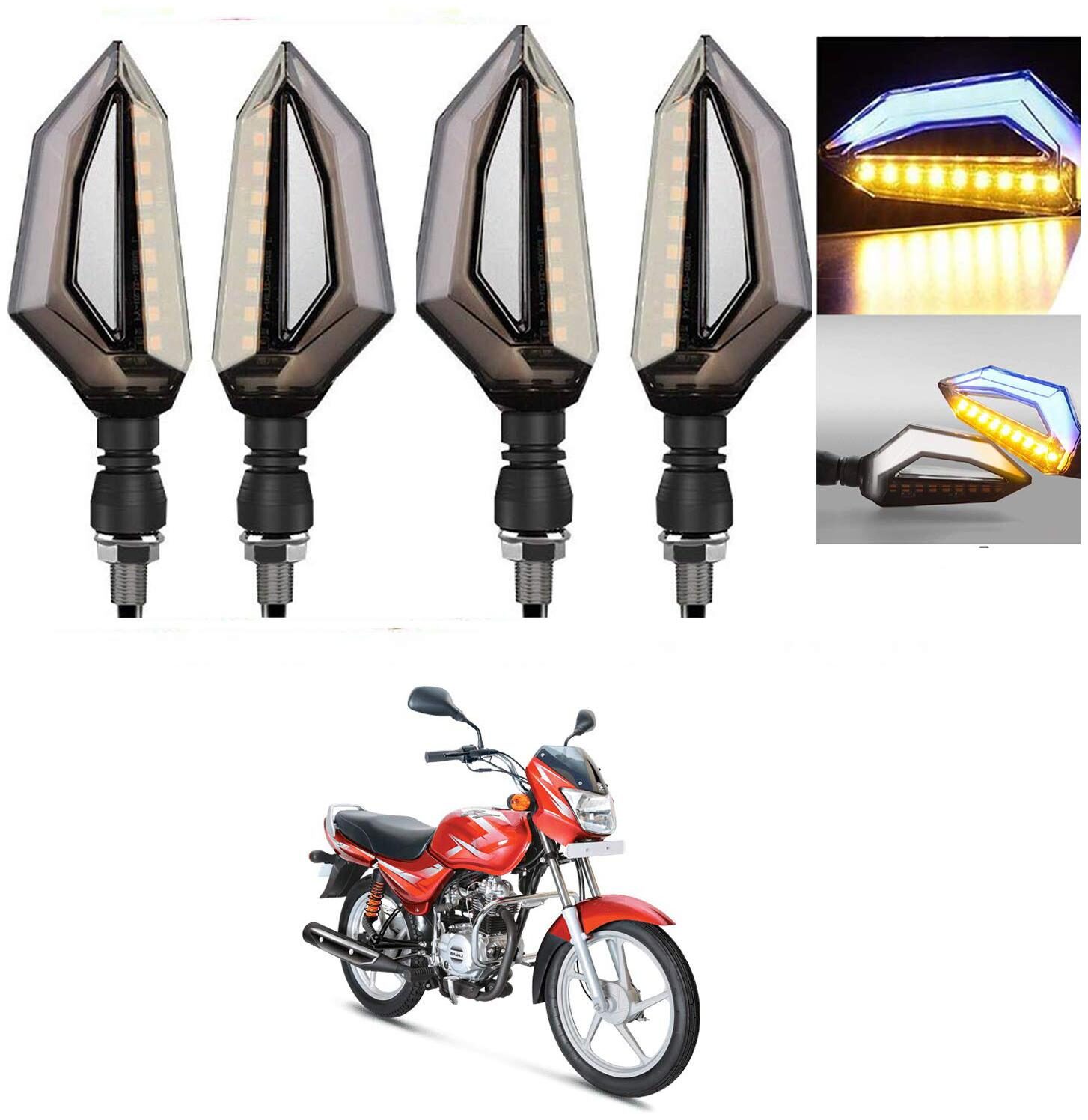 

Cartronics D Shape Side 9 LED Indicator LED Blinker Light Front Rear Light for Bajaj CT-100 (Blue Yellow)