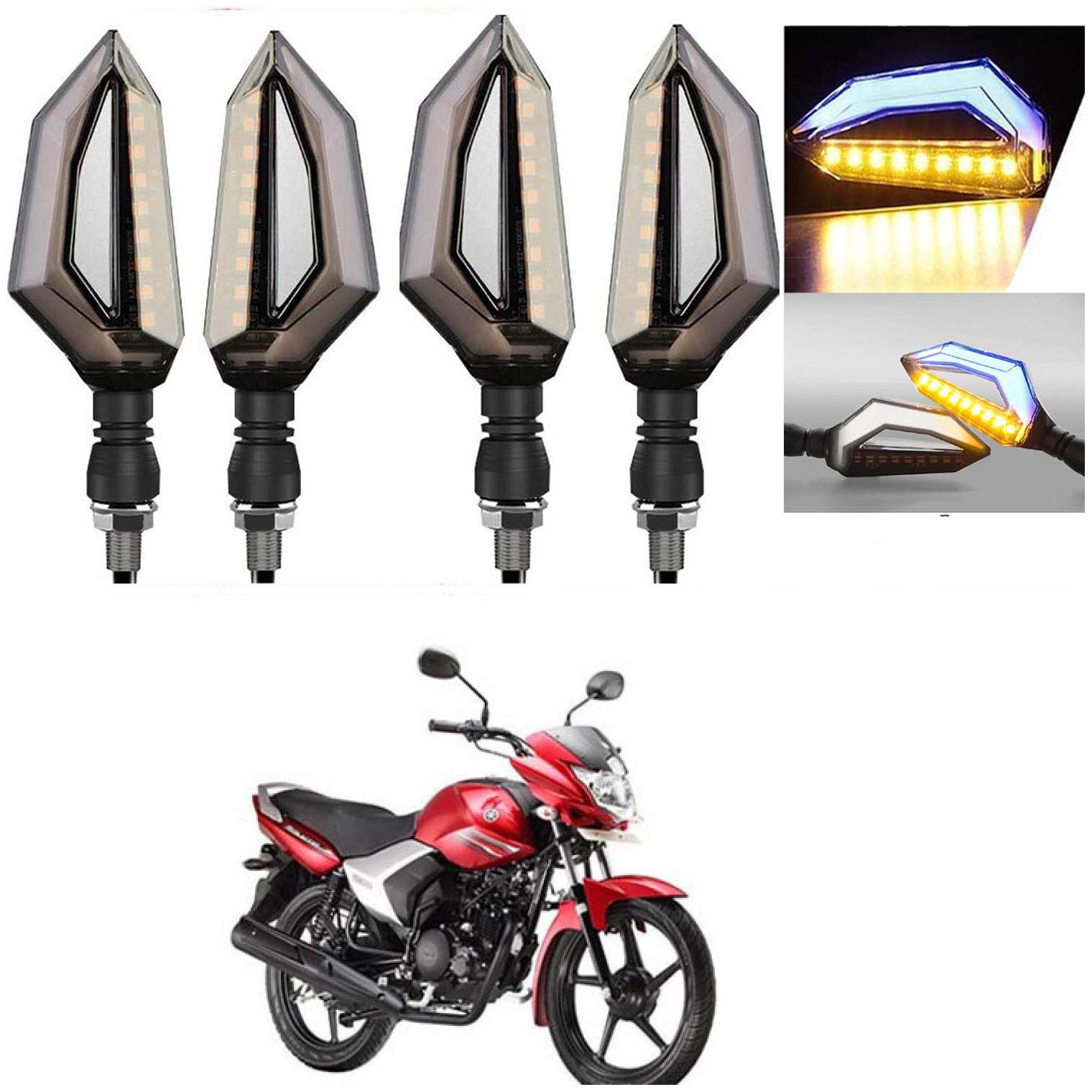 

Cartronics D Shape Side 9 LED Indicator LED Blinker Light Front Rear Light for Yamaha Saluto (Blue Yellow)