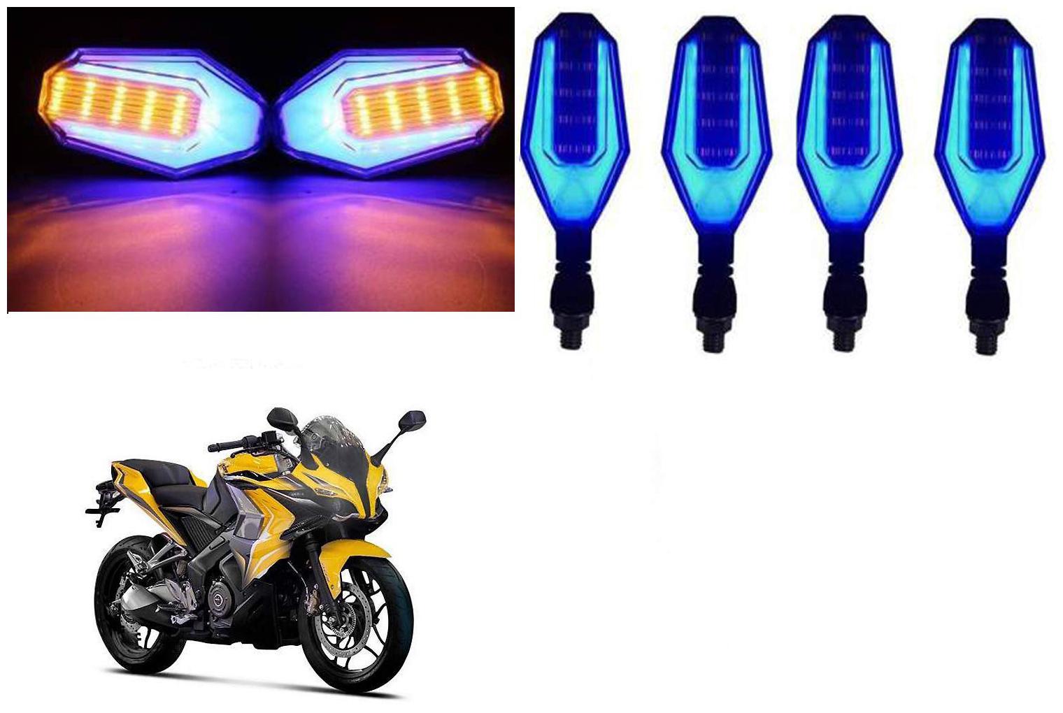 

Cartronics Front And Rear U Shape Dual Color DRL Indicator Light for Bajaj Pulsar SS400 Blue Yellow Pack Of 4