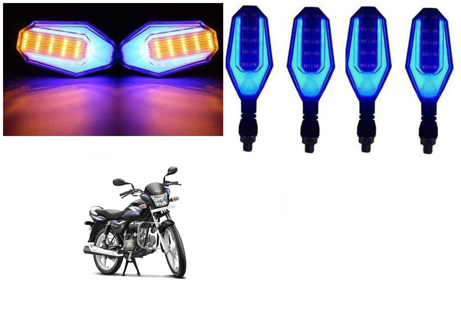 

Cartronics Front And Rear U Shape Dual Color DRL Indicator Light for Hero Super Splendor Blue Yellow Pack Of 4