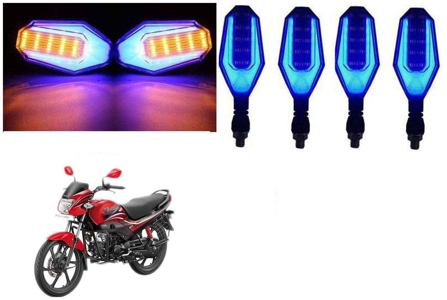 

Cartronics Front And Rear U Shape Dual Color DRL Indicator Light for Hero Passion Pro Blue Yellow Pack Of 4