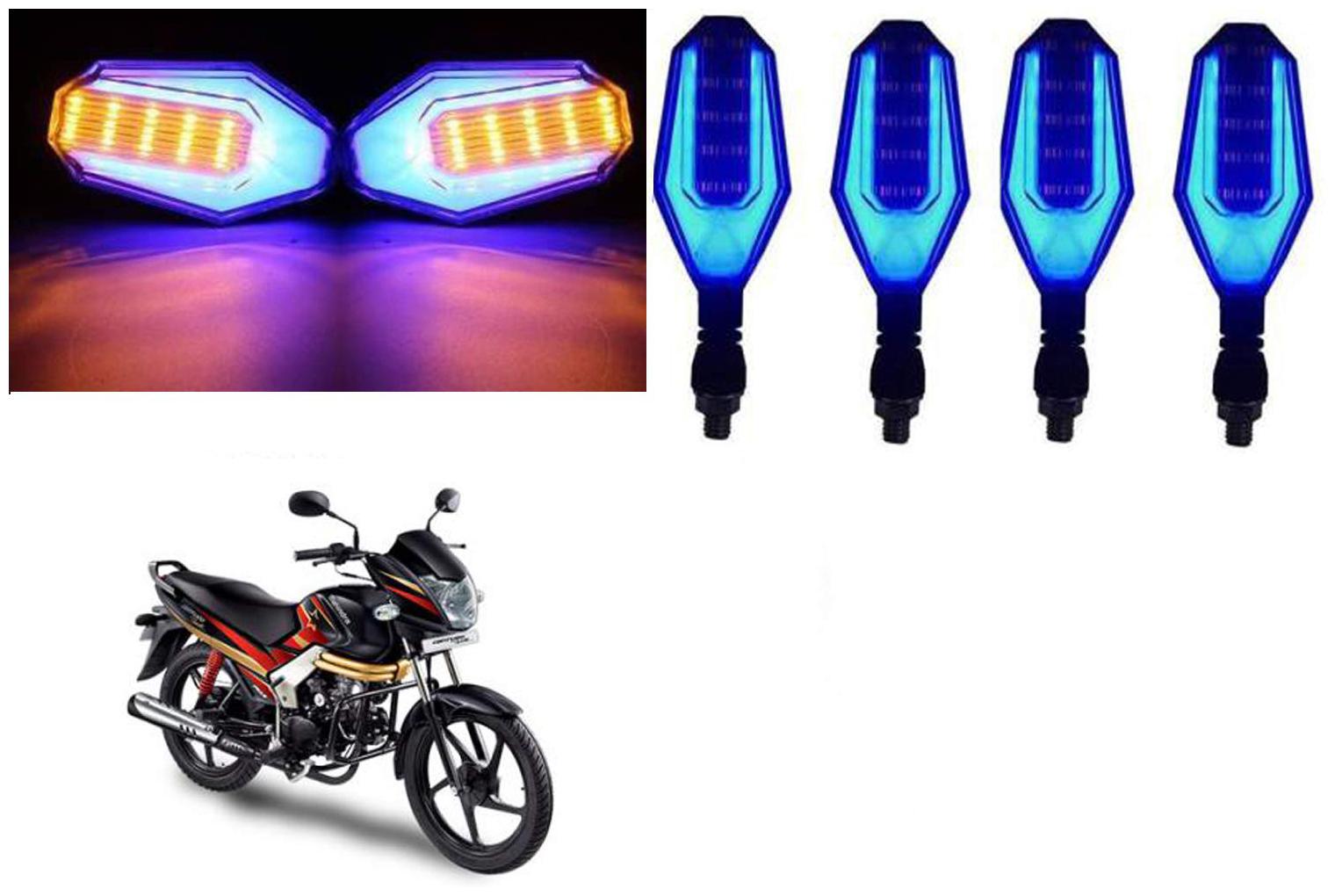 

Cartronics Front And Rear U Shape Dual Color DRL Indicator Light for Mahindra Centuro Blue Yellow Pack Of 4