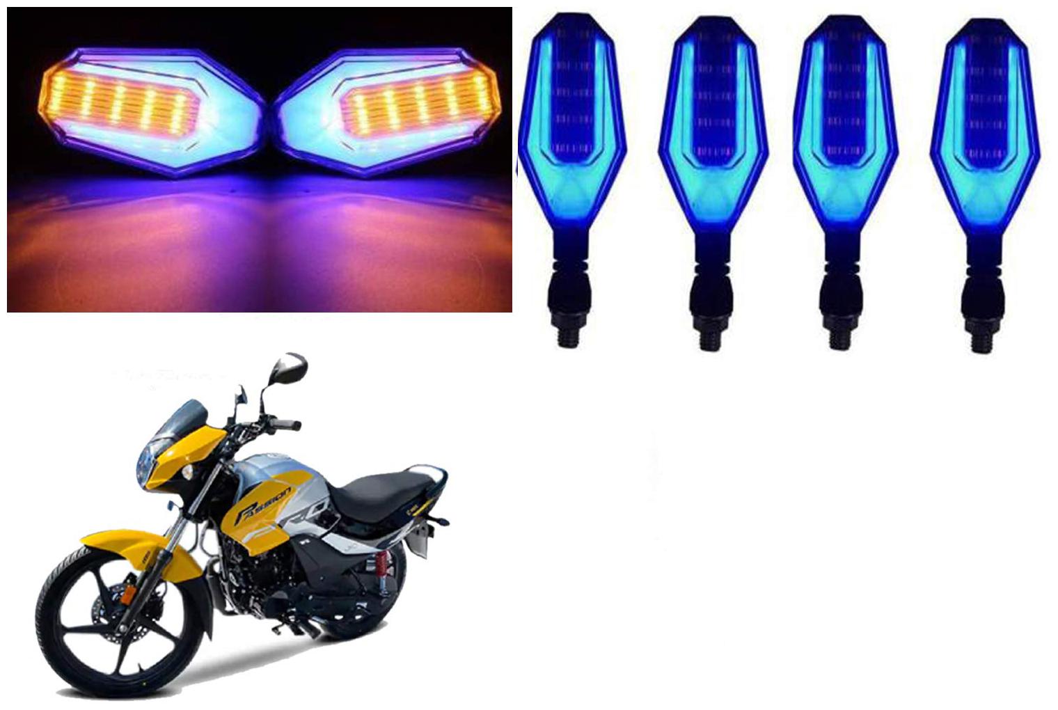 

Cartronics Front And Rear U Shape Dual Color DRL Indicator Light for Hero Passion Pro 110 Blue Yellow Pack Of 4