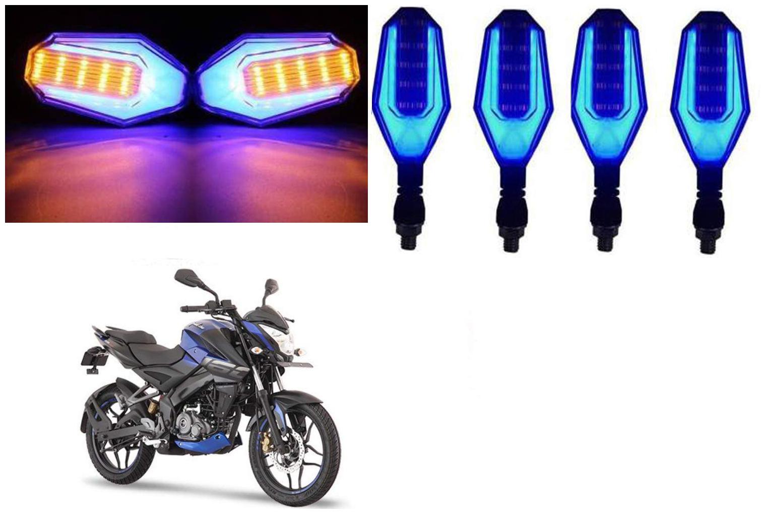 

Cartronics Front And Rear U Shape Dual Color DRL Indicator Light for Bajaj Pulsar NS 160 Blue Yellow Pack Of 4