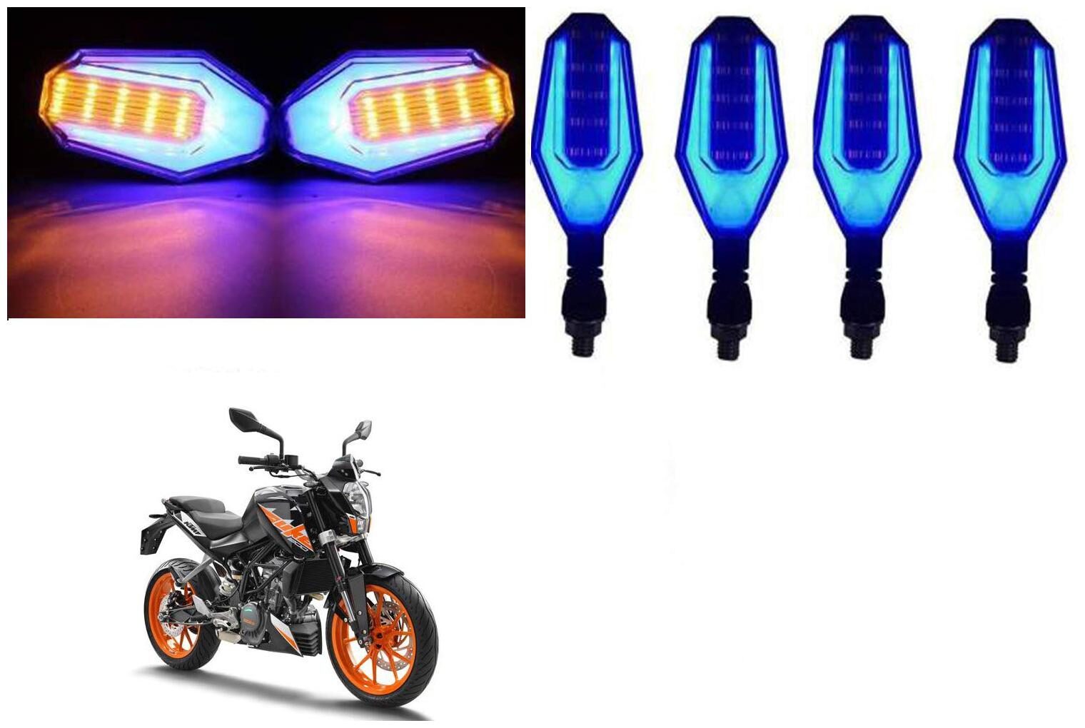 

Cartronics Front And Rear U Shape Dual Color DRL Indicator Light for KTM Duke 200 Blue Yellow Pack Of 4