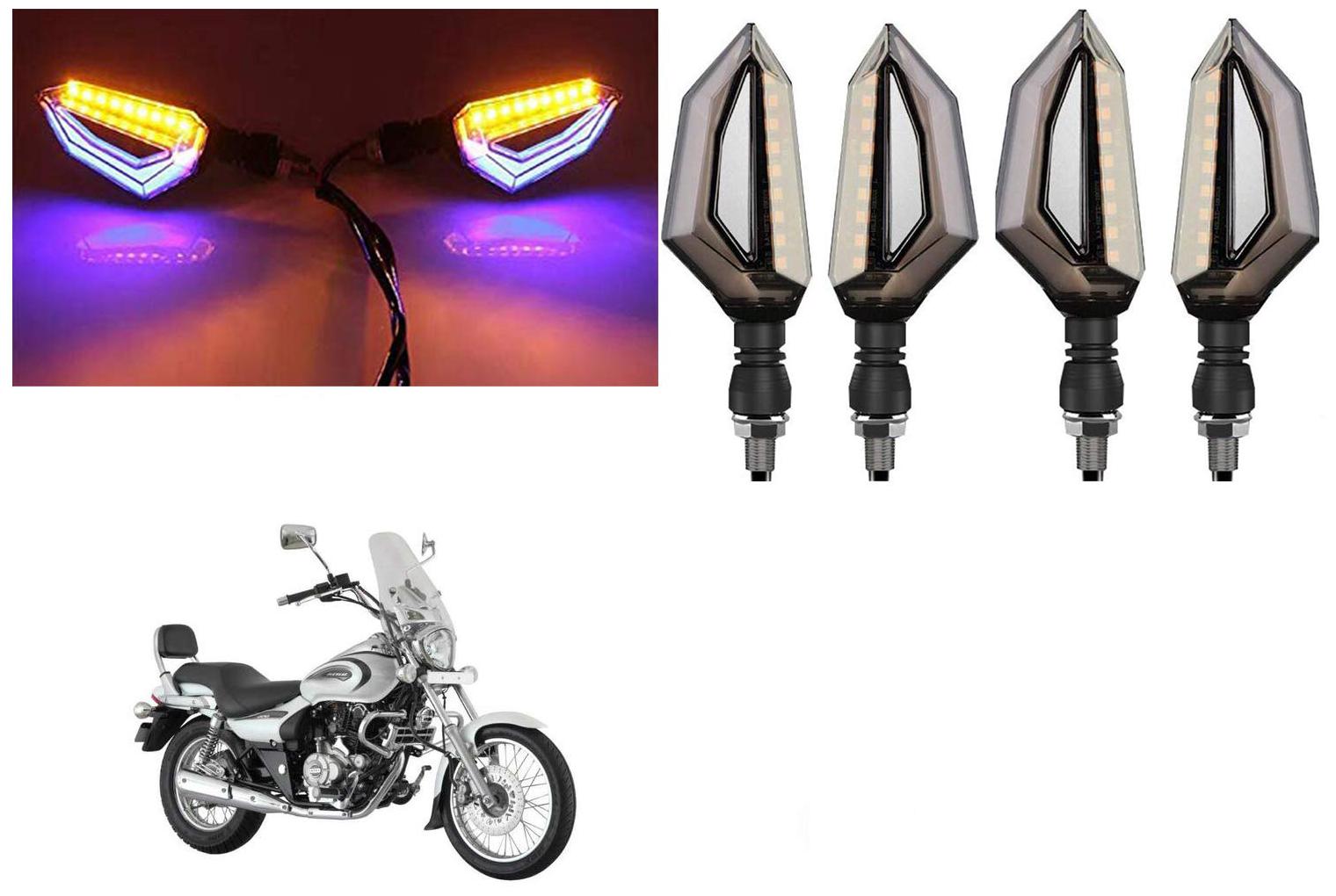 

Cartronics Front Side Rear D Shape Dual Color DRL Indicator Light for Bajaj Avenger Cruise 220 (2) (Blue Yellow Pack of 4)