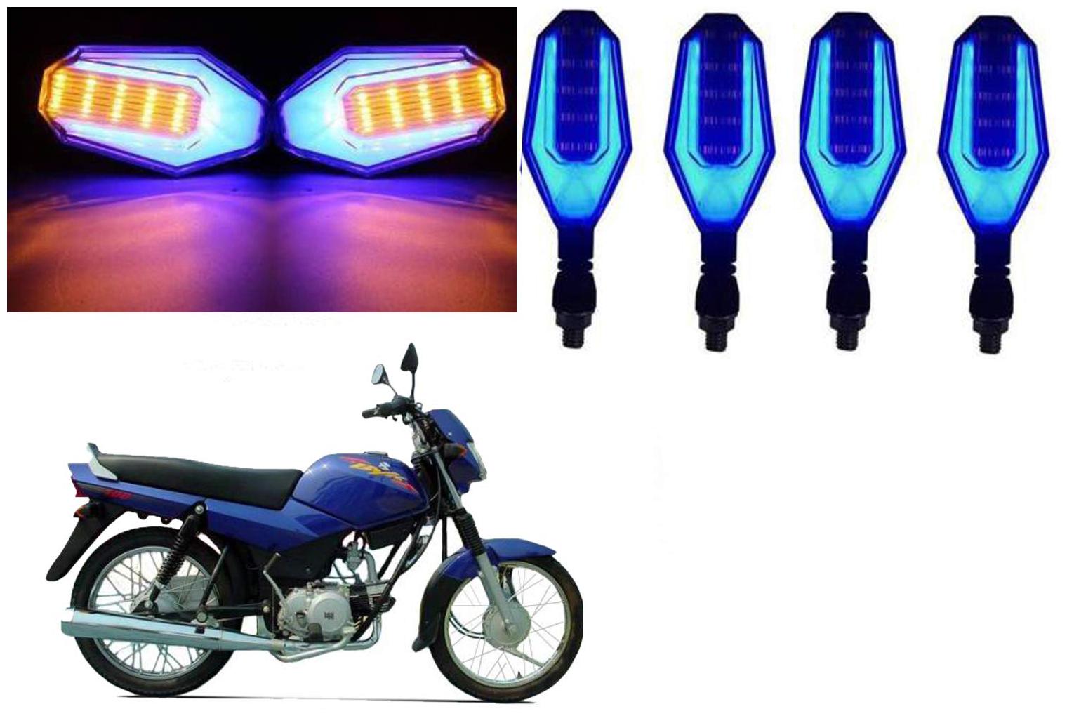 

Cartronics Front And Rear U Shape Dual Color DRL Indicator Light for Bajaj BYK 100 Blue Yellow Pack Of 4