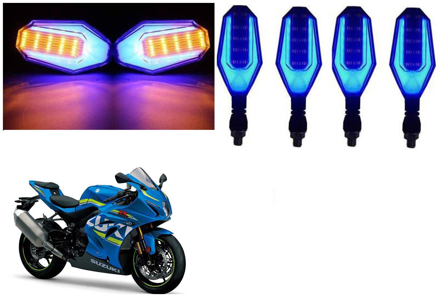

Cartronics Front And Rear U Shape Dual Color DRL Indicator Light for Suzuki GSX R1000 Blue Yellow Pack Of 4