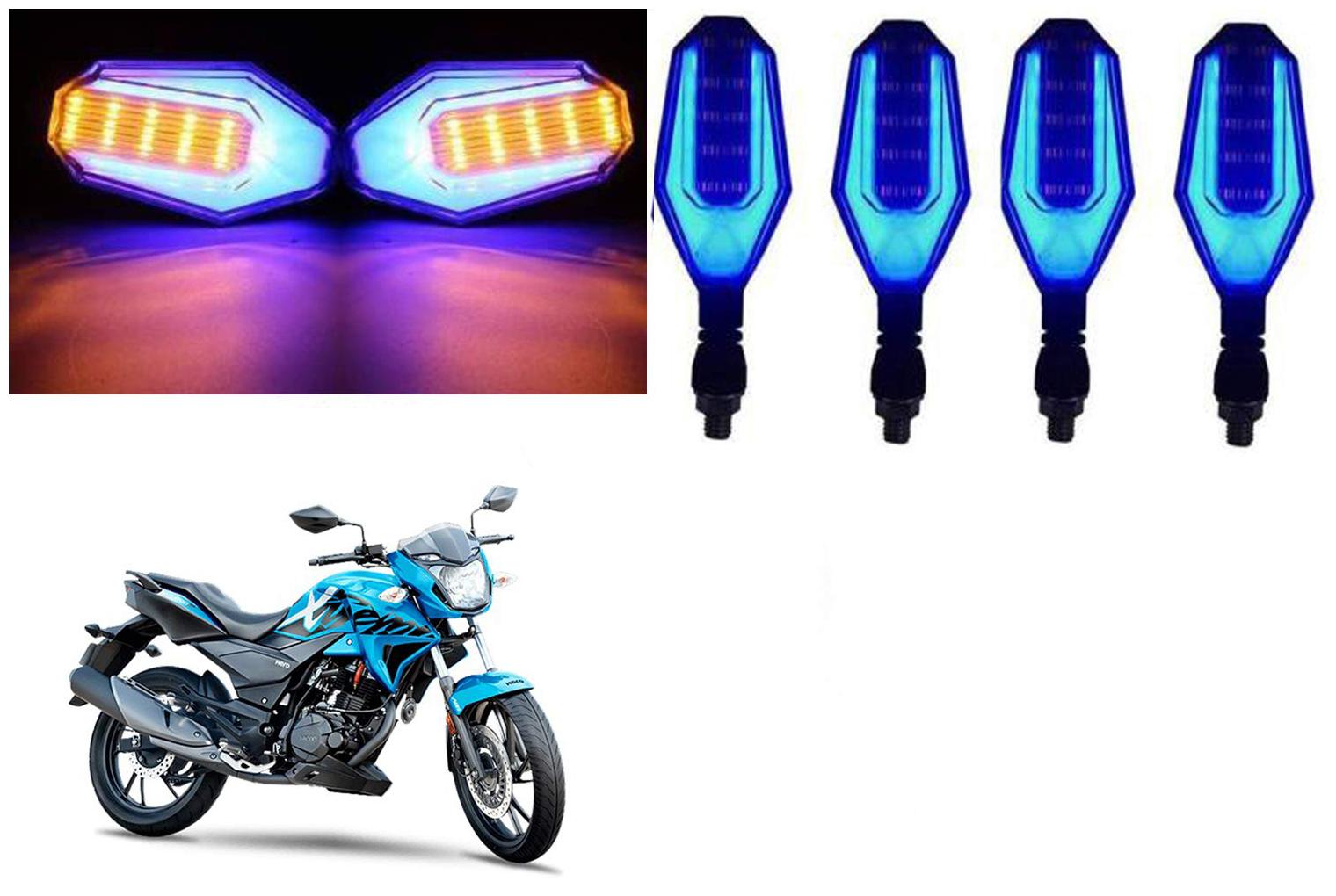 

Cartronics Front And Rear U Shape Dual Color DRL Indicator Light for Hero Xtreme 200R Blue Yellow Pack Of 4