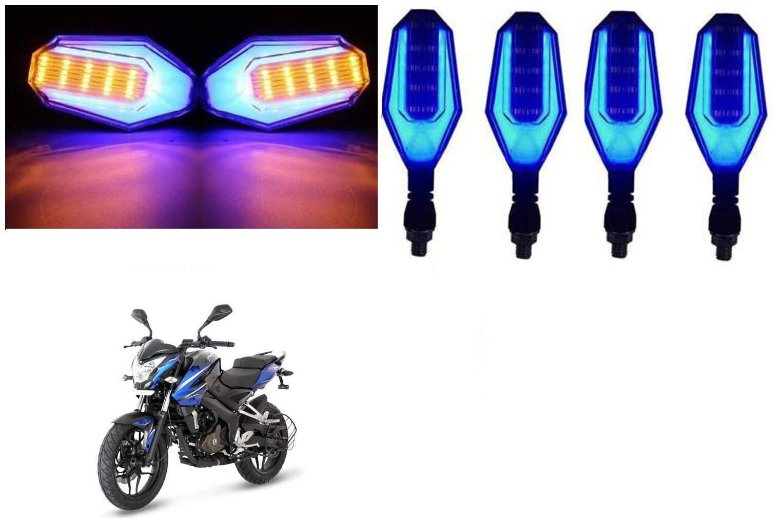 

Cartronics Front And Rear U Shape Dual Color DRL Indicator Light for Bajaj Pulsar NS 200 Blue Yellow Pack Of 4