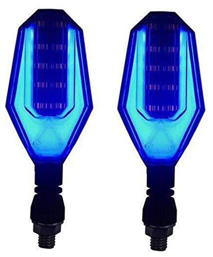 

Cartronics - Universal U Shaped Bike Motorcycle 9 LED Turn Signal Lights Blinker Front Rear Lights Indicator for Motorbike (Blue Yellow) Set of 2