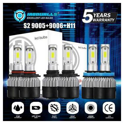 H11 9005 LED Headlights Bulb 5400W 810000LM Combo Hi Lo Beam 6000K Lamp 9006
