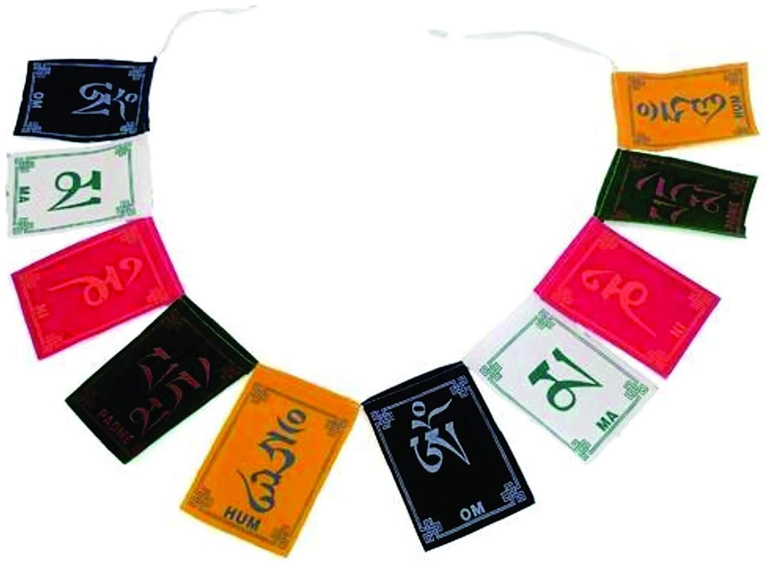 

Cotton Tibetan Buddhist Prayer Flags for Home Office Desk Cycle Bike Scooter and Car Decor Wall Door Window Hangings (Multicolour)