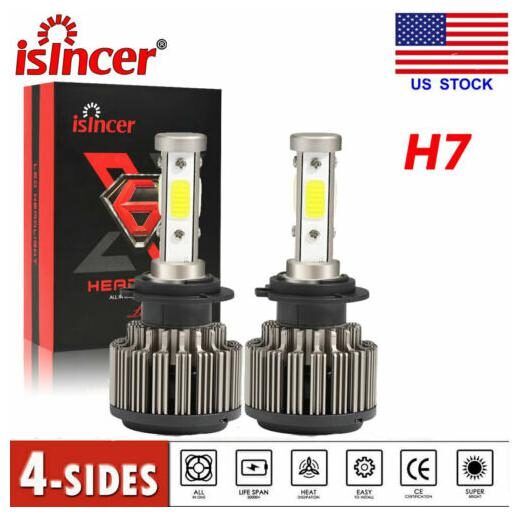 CREE H7 2000W 300000LM 4-Sides LED Headlight Kit High or Lo Light Bulb 6000K Car