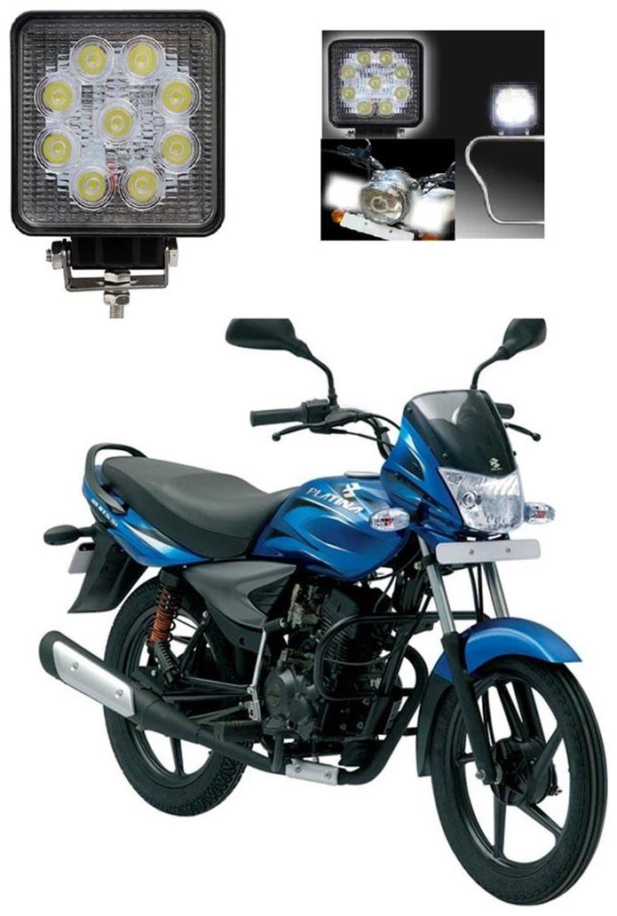 

CTN Square Shape 9 LED Bike Projector White Aux Light For Bajaj Platina 100