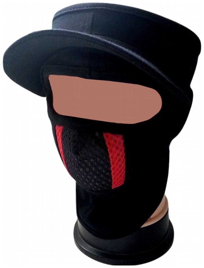 

H-STORE D3 Cap Style Ninja Mask Black Color With Red Black Nose Lines Covers Full Face Bike Riders Safety Mask With Velcro Closure