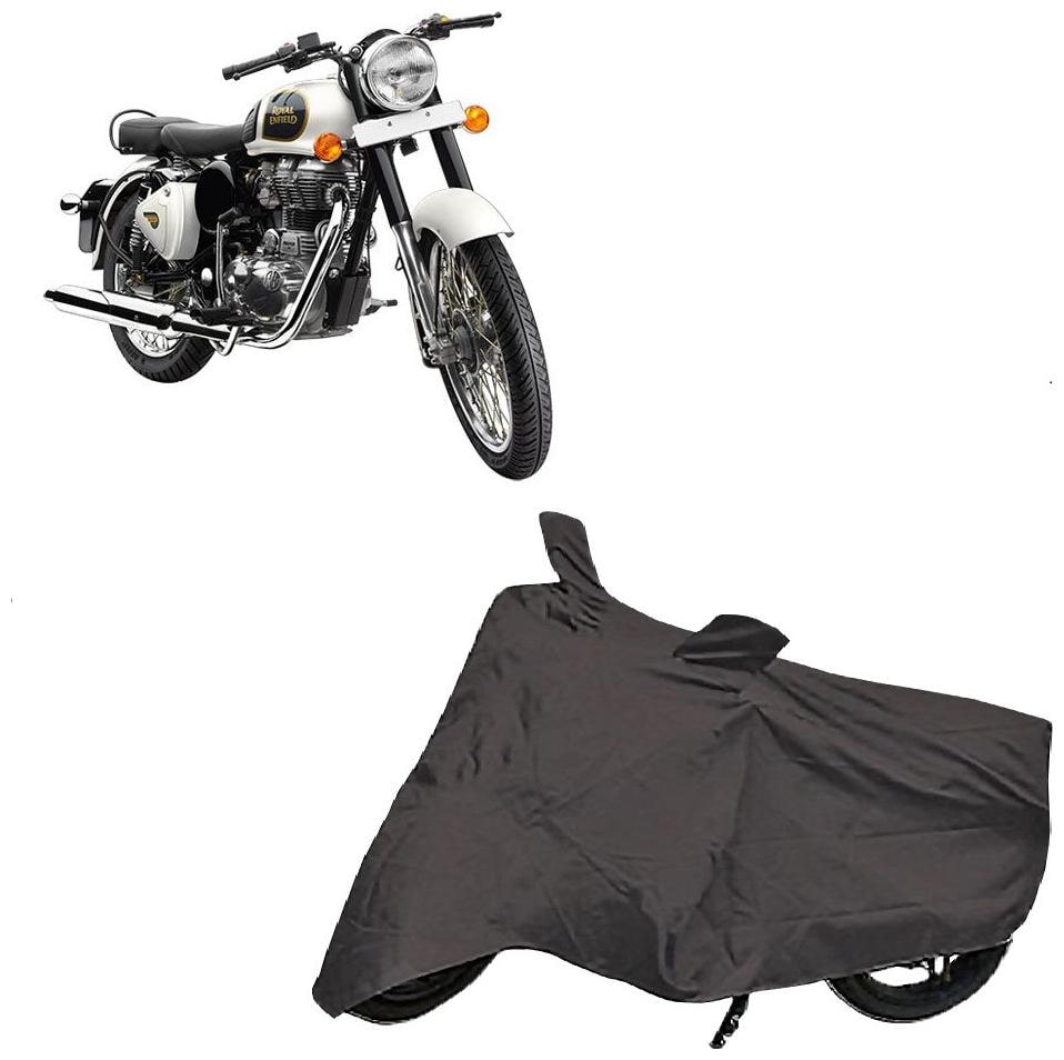 

De-Autocare Premium Quality Grey Matty Two Wheeler Bike Body Cover For Royal Enfield Bullet Classic 350 With Mirror Pockets