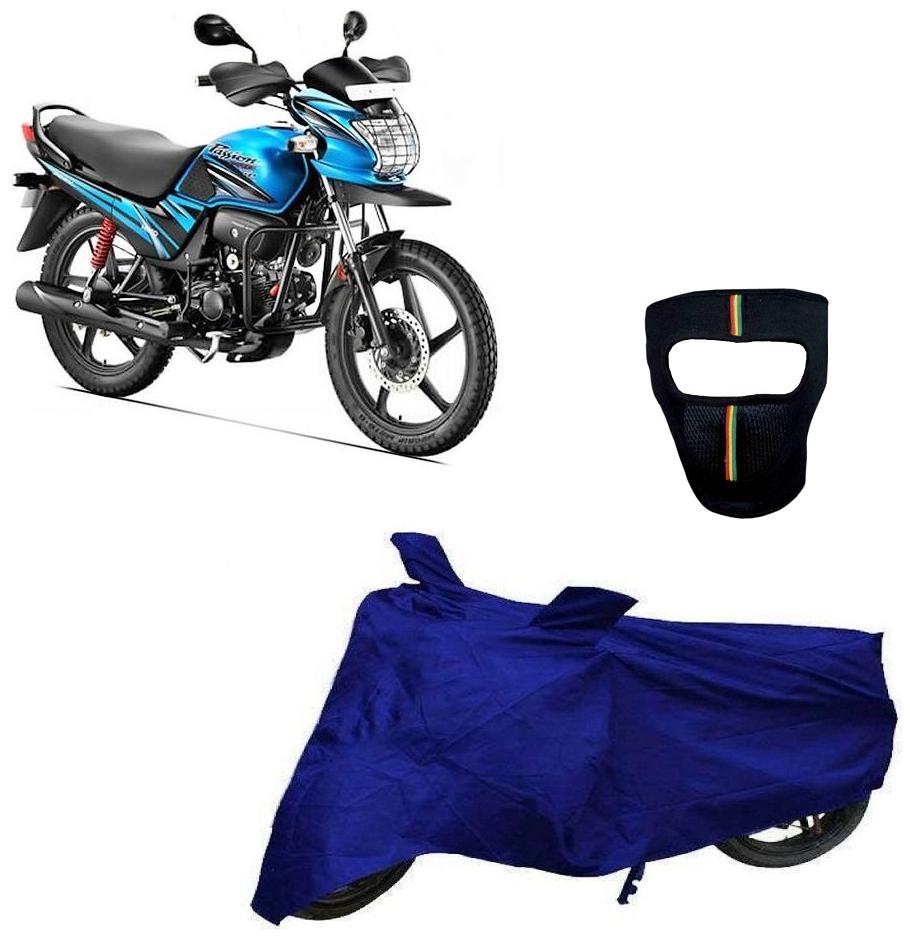 

De-Autocare Premium Quality Royal Blue Matty Bike Body Cover for Hero Passion Pro TR With Free Anti Dust Pollution Protective Big Full Face Mask For Men Women