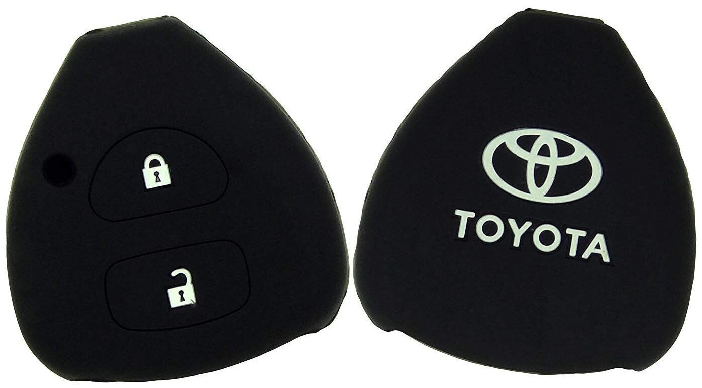 

De-Autocare (Set Of 2 pc) Silicone Rubber Unbreakable And Durable Toyota 2 Push Start Buttons (Black Color) Car Remote Flip Smart Key Cover Key Guard Key Shell Fit For Toyota Fortuner