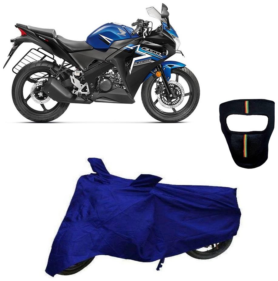 

De-Autocare Premium Quality Royal Blue Matty Bike Body Cover for Honda CBR 150R With Free Anti Dust Pollution Protective Big Full Face Mask For Men Women
