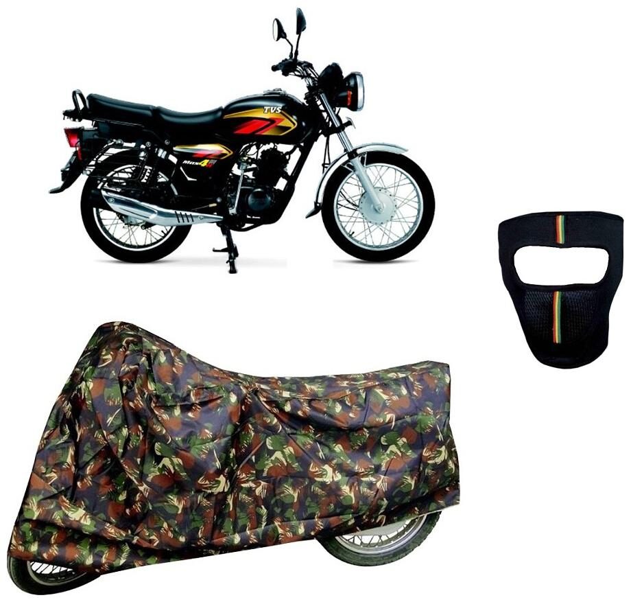 

De-Autocare Premium Quality Junglee Matty Bike Body Cover for TVS Max 4R With Free Anti Dust Pollution Protective Big Full Face Mask For Men Women