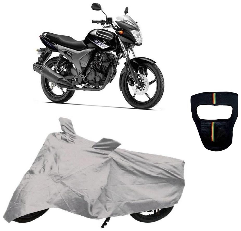 

De-Autocare Premium Quality Silver Matty Bike Body Cover for Yamaha SZ-S With Free Anti Dust Pollution Protective Big Full Face Mask For Men and Silver