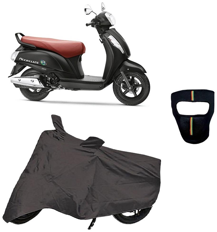 

De-Autocare Premium Quality Royal Grey Matty Scooty Body Cover for Suzuki Access SE With Free Anti Dust Pollution Protective Big Full Face Mask For Men Women