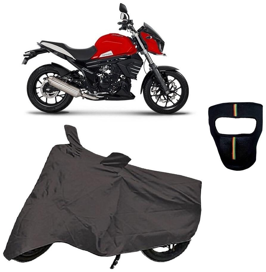 

De-Autocare Premium Quality Royal Grey Matty Bike Body Cover for Mahindra Mojo With Free Anti Dust Pollution Protective Big Full Face Mask For Men Women