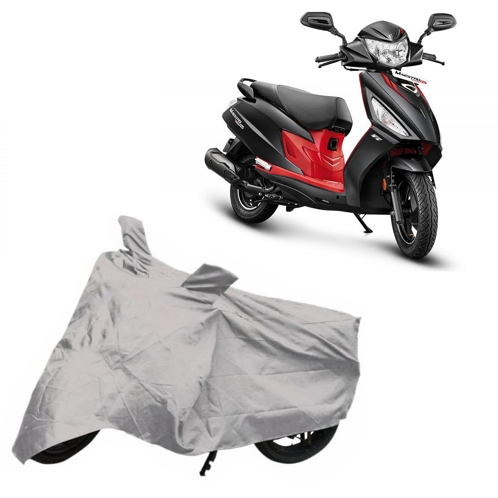

De-Autocare Premium Quality Silver Matty Two Wheeler Scooter Scooty Body Cover For Hero Maestro Edge 125 Bs6 With Mirror Pockets