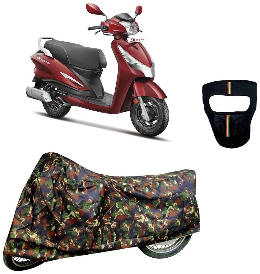 

De-Autocare Premium Quality Junglee Matty Scooty Body Cover for Hero Duet 125 With Free Anti Dust Pollution Protective Big Full Face Mask For Men Women
