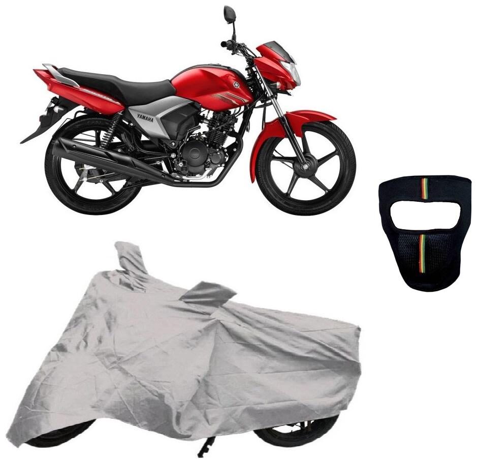 

De-Autocare Premium Quality Silver Matty Bike Body Cover for Yamaha Saluto With Free Anti Dust Pollution Protective Big Full Face Mask For Men and Silver