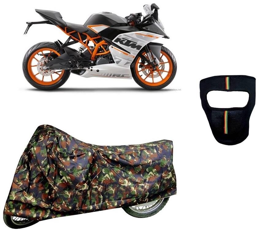 

De-Autocare Premium Quality Junglee Matty Bike Body Cover for KTM RC 390 With Free Anti Dust Pollution Protective Big Full Face Mask For Men Women