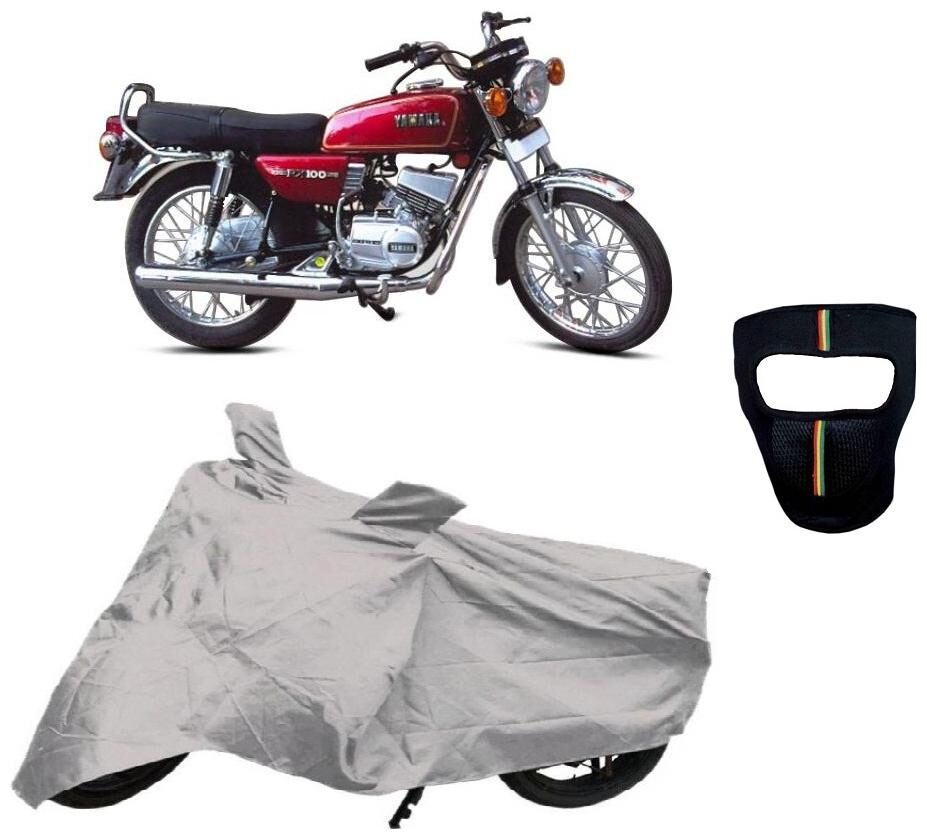 

De-Autocare Premium Quality Silver Matty Bike Body Cover for Yamaha RX 100 With Free Anti Dust Pollution Protective Big Full Face Mask For Men and Silver