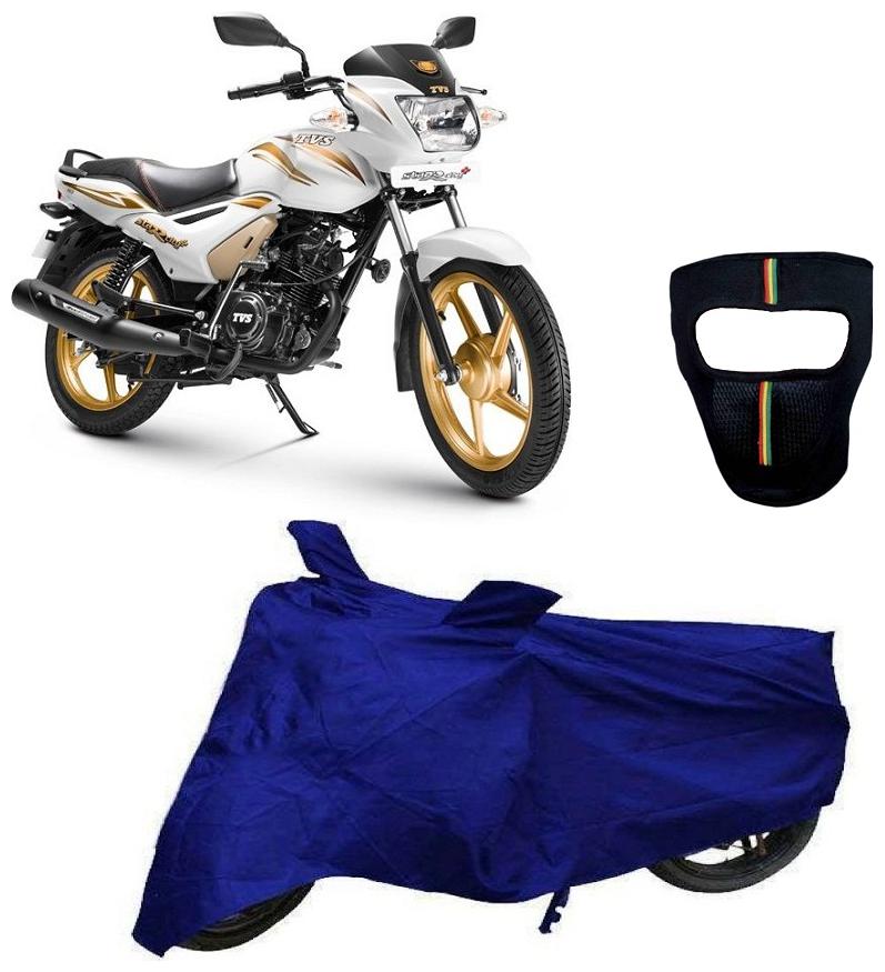 

De-Autocare Premium Quality Royal Blue Matty Bike Body Cover for TVS Star City plus With Free Anti Dust Pollution Protective Big Full Face Mask For Men Women