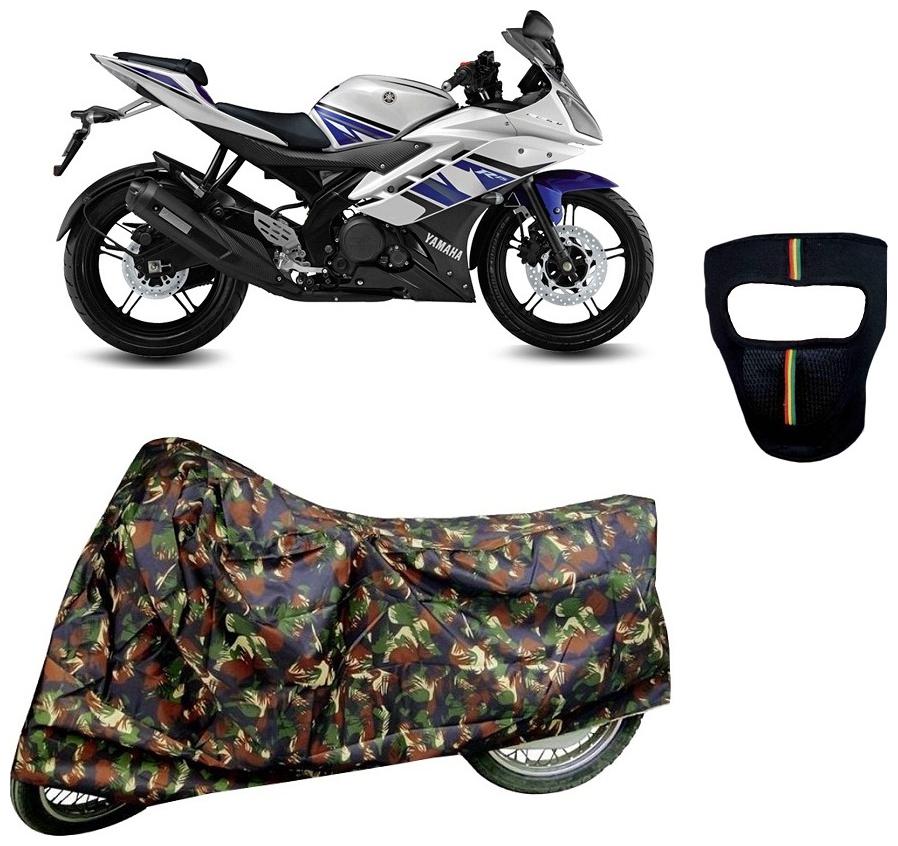 

De-Autocare Premium Quality Junglee Matty Bike Body Cover for Yamaha YZF R15 S With Free Anti Dust Pollution Protective Big Full Face Mask For Men Women